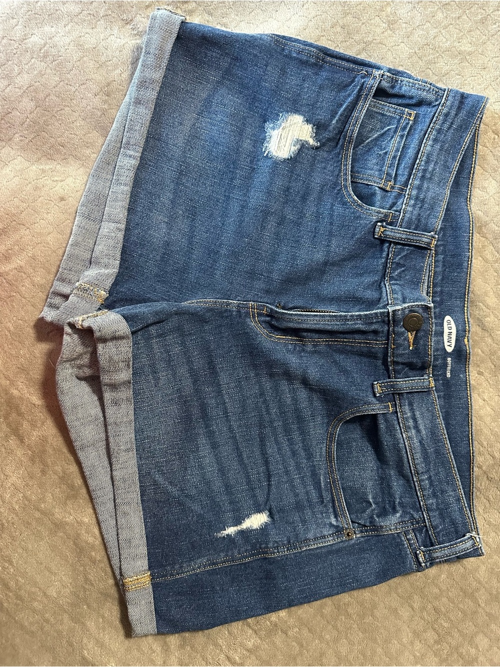 Old Navy Blue Distressed Rolled Hem Denim Shorts